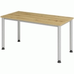 BUREAU DROIT PIEDS RONDS 140 CM CHÊNE