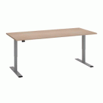 BUREAU RÉGLABLE EN HAUTEUR ÉLECTRIQUE ECLA ERGO L 180 X P 80 CM PIED GRIS ALUMINIUM / PLATEAU CHÊNE CLAIR