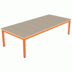 TABLE CARÉLIE 180X80 T1 STRAT POLY. ÉRABLE GOT. BEIGE/PAPAYE - MOBIDECOR