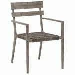 FAUTEUIL TOLEDO STRUC ALU BOIS GRIS ASS/DOS WICKER NOIR/GRIS