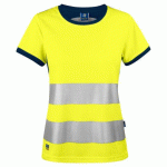 PROJOB 6012 T-SHIRT POLYESTER FEMME EN ISO 20471 CLASSE 2/1 JAUNE/MARINE - TAILLE S