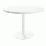 TABLE DE RÉUNION RONDE ECLA BLANC Ø 120 CM PIÉTEMENT BLANC