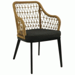 FAUTEUILS MILAN PAILLE/ALU NOIR