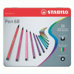 FEUTRE STABILO PEN 68 ARTY COULEURS ASSORTIES POINTE OGIVE 1 MM - BOÎTE DE 20