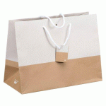 SACS KRAFT ET BLANC BICOLORE LUXE POIGNÉES CORDELIÈRES 29 X 39 X 18 CM - PAQUET DE 10