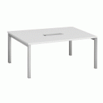 TABLE DE RÉUNION L 160 X P 120 CM ARKO PLATEAU BLANC / PIÈTEMENT ALUMINIUM
