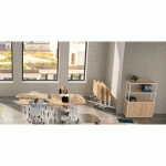 BIBLIOTHÈQUE LUMYA L 120 X P 41,5 X H 162 CM MODULE DÉPART STRUCTURE MÉTAL BLANC 3 PORTES CHÊNE NATUREL