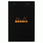 BLOC AGRAFÉ RHODIA N°14 11X17 CM 80 FEUILLETS PETITS CARREAUX 5X5 80G - NOIR - LOT DE 10