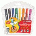 FEUTRE COULEUR STABILO TRIO SCRIBBI COULEURS ASSORTIES POINTE LARGE - POCHETTE DE 8