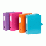 LOT DE 6 - BOÎTE DE CLASSEMENT PLASTIQUE ESSENTIEL RECYCLE VIQUEL DOS 8 CM COULEURS ASSORTIES