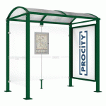ABRI BUS VOÛTE 2.50 M VITRINE 1 BARDAGE LATÉRAL VERT 6005 - PROCITY