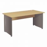 BUREAU DROIT ACTIVITY - L. 160 X P. 80 CM - PLATEAU POIRIER - PIEDS PLEINS 'ANTHRACITE'