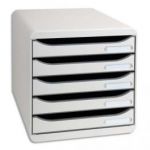 EXACOMPTA MODULE DE CLASSEMENT BIG BOX PLUS 5 TIROIRS GRIS LUMIÈRE 34,7X27,8X27,1 CM