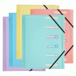 LOT DE 10 - TRIEUR PLASTIQUE CHROMALINE EXACOMPTA 3 RABATS 6 DIVISIONS - COULEURS ASSORTIES