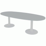 TABLE DE RÉUNION PLATEAU OVALE L.240 GRIS 2 PIEDS - QUADRIFOGLIO