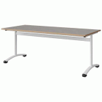 TABLE MALIBU 180X80 T5 DL STRA ALAISÉ BÉTON F186/BLC 9016