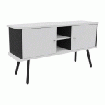 BAHUT LUMYA L 143,5 X P 40 X H 75 CM PIED MÉTAL NOIR 2 PORTES BLANC