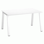 BUREAU DROIT ECLA BLANC L 140 X P 80 CM PIÈTEMENT MÉTAL FINITION BLANC