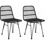 CHAISES DE JARDIN 2 PCS NOIR 48X62X84 CM RÉSINE TRESSÉE