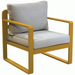 FAUTEUIL MOJITO COUSSINS/ALU - GRIS/MIEL - PROLOISIRS