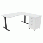 PACK BUREAU+CAISS IDEA ASYM. RET. À DROITE 160 CM BLANC/ANTHRACITE - QUADRIFOGLIO