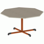 TABLE BANDANA OCT Ø120 T4 PC STR POLY. ÉRABLE G. BEIG/PAPAYE - MOBIDECOR