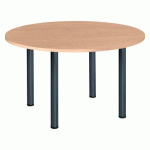 TABLE RONDE L 120 CM EXCELLENS PLATEAU CHÊNE CLAIR 4 PIEDS MÉTAL ANTHRACITE