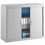 ARMOIRE MÉTAL À RIDEAUX DÉMONTABLE CLASSIQUE H 100 X L 120 CM CORPS GRIS CLAIR / RIDEAUX GRIS CLAIR