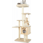 GOPLUS - ARBRE À CHAT DE 170 CM, TOUR MULTI-NIVEAUX POUR CHAT AVEC PERCHOIR MOELLEUX, CONDO, PLATEFORMENT, POTEAUX EN SISAL, BEIGE