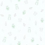 PAPIER PEINT INTISSÉ LAVABLE CHAMBRE ENFANT | PAPIER PEINT BLANC À MOTIF ROSE & VERT | TAPISSERIE CHAMBRE BÉBÉ MOTIF OURSON & SUCETTE - 10,05 X 0,53 M