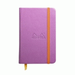 RHODIARAMA CARNET REMBORDÉ RIGIDE 9X14 CM 192 PAGES LIGNÉ PAPIER IVOIRE 90G FERMETURE ÉLASTIQUE - LILAS - LOT DE 2