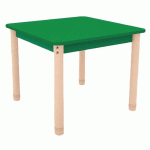 TABLE CLASSIK CARRÉE RÉGLABLE T3 À T4 - VERT/HÊTRE - MANUTAN COLLECTIVITÉS