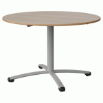 TABLE MALIBU Ø 120 T6 PC STRA ALAISÉ ACACIA/GRIS 9006 - MANUTAN EXPERT