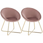 2 X CHAISES DE SALLE À MANGER SIÈGE BIEN REMBOURRÉ EN VELOURS. FAUTEUIL DE SALON PIEDS EN MÉTAL. ROSE - WOLTU