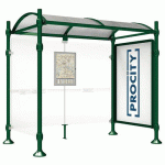 ABRI BUS PROVINCE 2.50 M VITRINE 1 BARD. LAT. INOX VERT 6005 - PROCITY