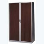 MT INTERNATIONAL ARMOIRE HAUTE MÉTAL MONOBLOC CORPS SILVER/RIDEAUX WENGÉ 4 TABLETTES - DIM. 120X198X43 CM