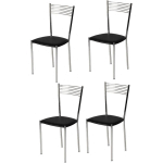 T M C S - TOMMYCHAIRS - SET 4 CHAISES ELEGANCE POUR CUISINE, BAR ET SALLE À MANGER, ROBUSTE STRUCTURE EN ACIER CHROMÉ ET ASSISE REMBOURRÉE ET REVÊTUE