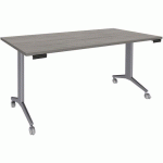 TABLE 140X80 CM CHÊNE GRIS/PIED ALU - SIMMOB