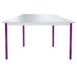 TABLE MODULAIRE DOMINO TRAPÈZE - L. 120 X P. 60 CM - PLATEAU GRIS - PIEDS PRUNE