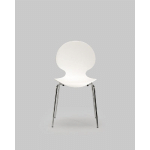 CHAISE COQUE PLASTIQUE EMPILABLE NAÉMIE EN POLYPROPYLÈNE BLANC, PIEDS CHROMÉS (LOT DE 4)