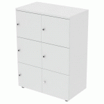 MEUBLE À 6 CASES PORTES BATTANTES 80 X 45 HT 110 CM BLANC - MBA