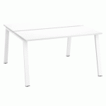 PÔLE DE 2 BUREAUX ECLA BLANC L 140 X P 60 CM PIÈTEMENT MÉTAL FINITION BLANC