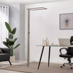 PRIOS LAMPADAIRE DE BUREAU LED TARONIS, ARGENT, 195 CM, INTENSITÉ VARIABLE