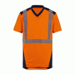 TEE SHIRT BALI MANCHES COURTES ORANGE/MARINE L - T2S