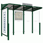 ABRI BUS CONVIVIALE 3 M VITRINE GAUC BARDAGE DROIT VERT 6005 - PROCITY