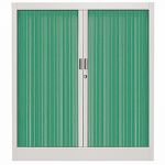 ARMOIRE MÉTAL CLASSTOUT COLOR - A RIDEAUX - L. 90 X H. 100 CM - CORPS ALUMINIUM  - RIDEAUX VERT