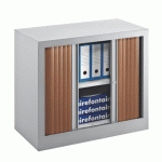 ARMOIRE À RIDEAUX MONOBLOC ECO-CONÇUE DÉCOR H 70 X L 120 CM CORPS ALU/RIDEAUX MERISIER