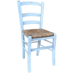 CHAISEEN BOIS VENEZIA ANTIQUE BLANCHE EN BOIS AVEC ASSISE EN PAILLE DE RIZ