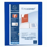 CLASSEUR PP PERSONNALISABLE KREACOVER - 4 ANNEAUX EN D 30MM - A4 MAXI - BLEU - LOT DE 10