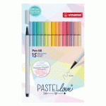 FEUTRE STABILO PEN 68 COLORIS PASTELS - POCHETTE DE 15